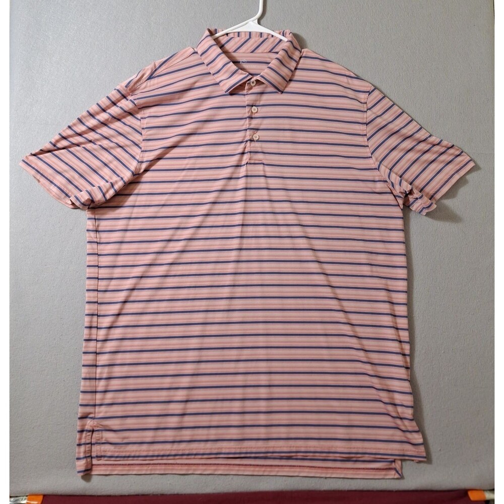 Southern Tide Brrr Polo Shirt Men's XXL Pink Stripped Golf Performance Preppy